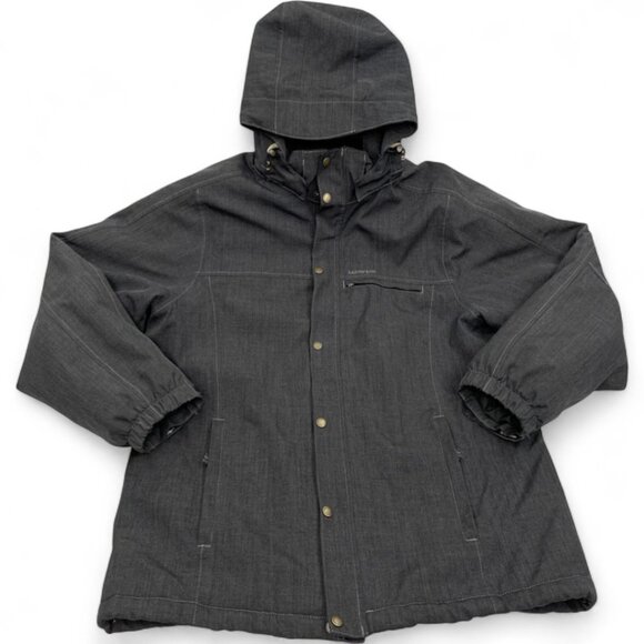 Land's End Men's Jacket Removable Hood Insulated Gray Winter Coat Parka Large - Picture 4 of 13
